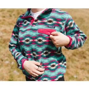 Patagonia Synchilla Wild Desert Aztec Western Pullover Fleece Jacket Sweater XS
